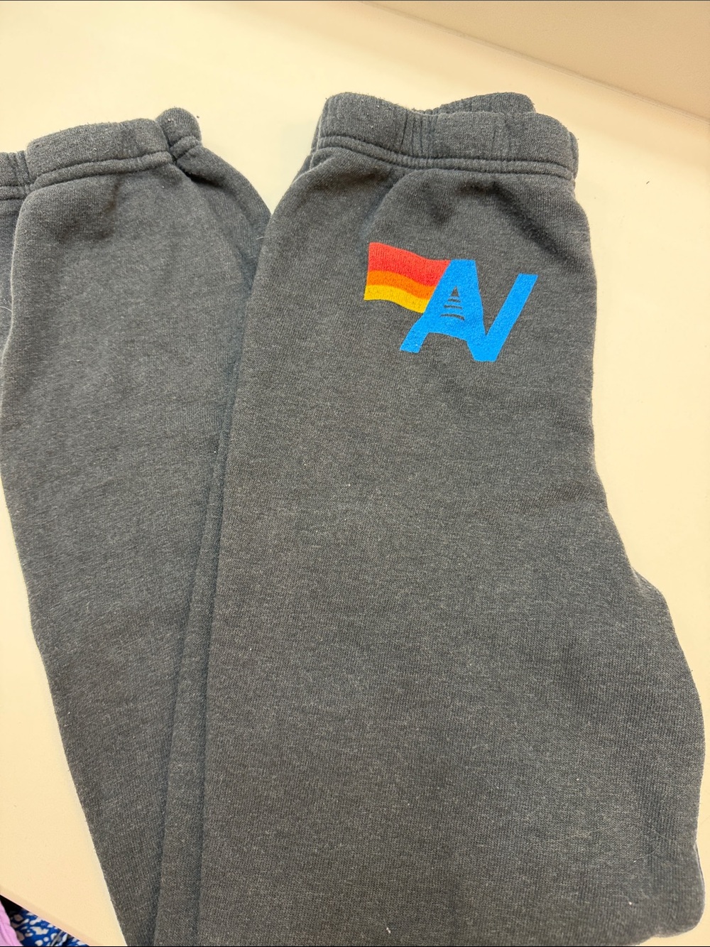 Aviator Nation Kids Charcoal Sweatpants with Rainbow 'A' Logo